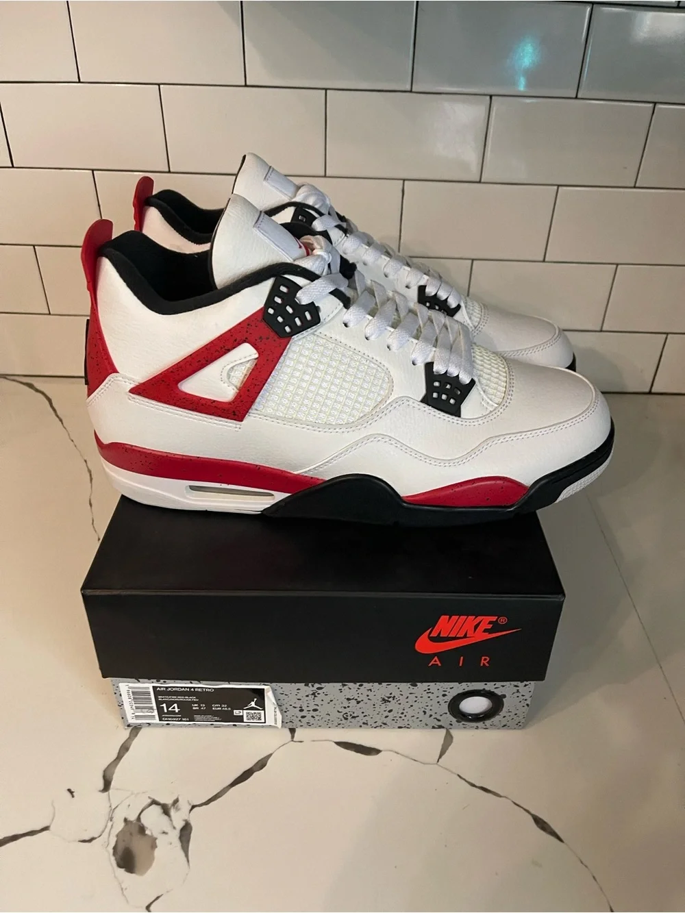 Men’s Retro 4 Red Cement Size 14.